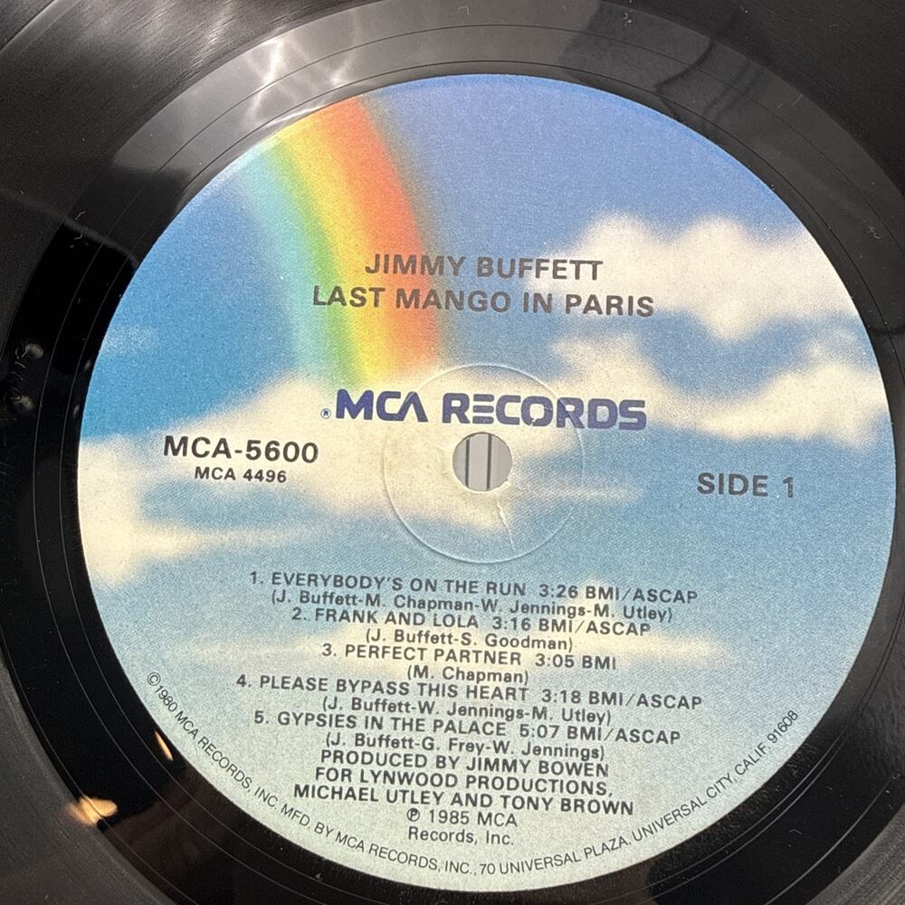 Jimmy Buffett Last Mango In Paris Vinyl 12” w/lyric sleeve MCA 5600 1985 VG+ - Picture 5 of 15